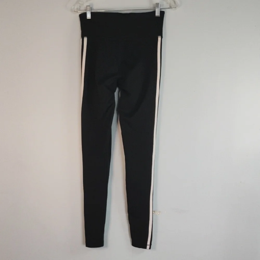 Adidas Black w/ White Stripes Activewear Leggings Size S Sporty Athleisure